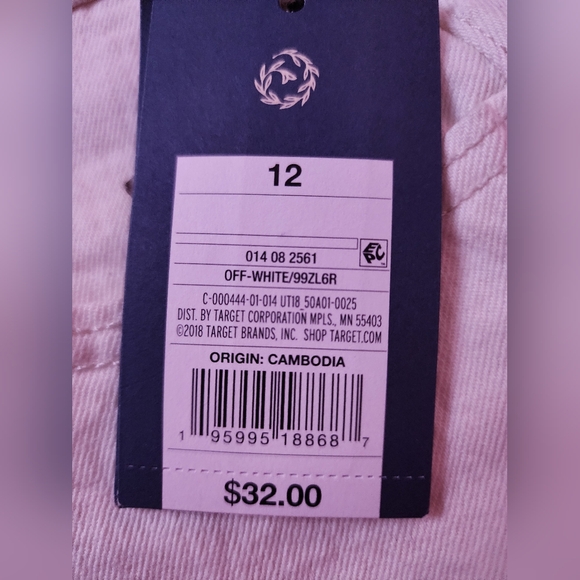 Universal Thread Cream Ripped Knees sStraight Leg Denim, Size 12 - Picture 2 of 7